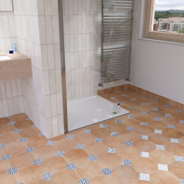 Carrelage esprit rétro en grès émaillé