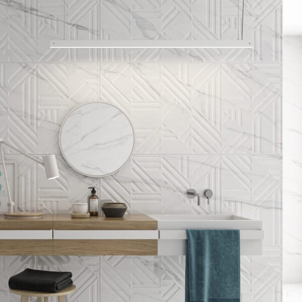 Carrelage effet marbre blanc grand format