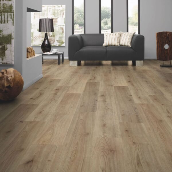 Sol stratifié effet chêne gris clair