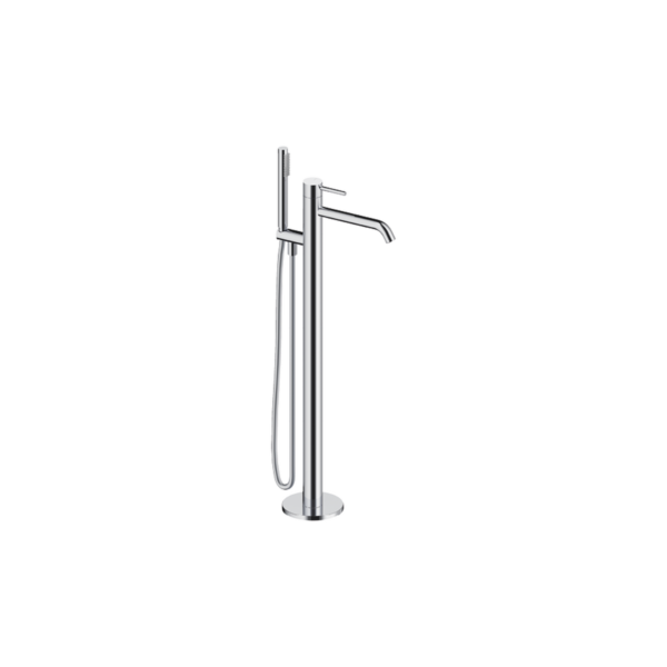 Robinetterie sur pied pour baignoire or brossé