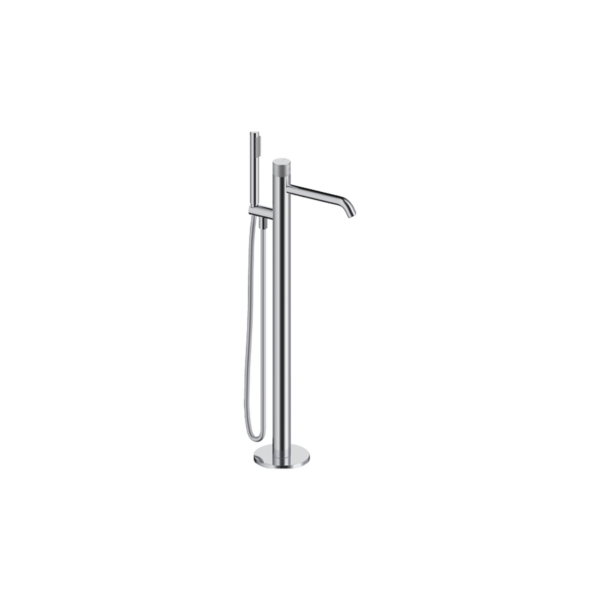 Robinetterie sur pied pour baignoire or brossé